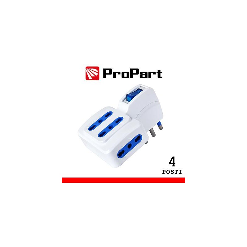 Adattatore 4pos bipasso spina16A salvaspazio + interr.