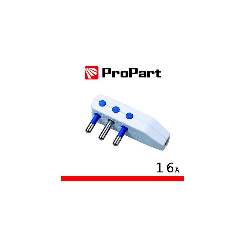 Spina 16A 2P+T uscita cavo 90° polybag