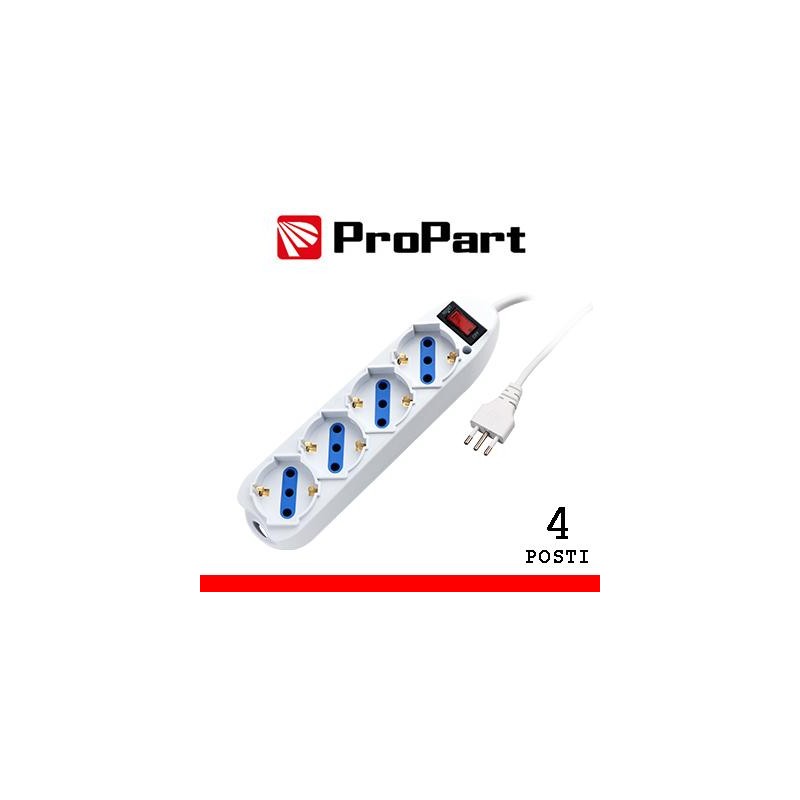 Multipresa 4pos bipasso/schuko spina10A +interr.